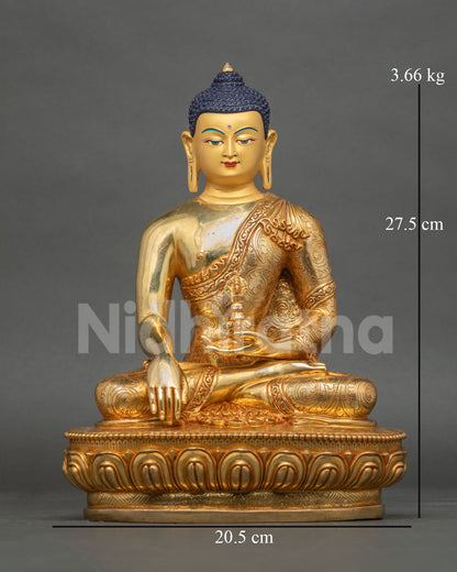 Front View of Mitrugpa Statue Akshobhya Buddha 24K Fire Gilded Copper Alloy