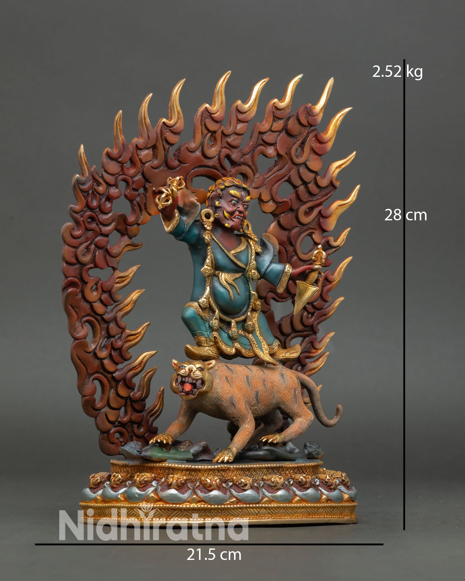 Dorje Drolo holding vajra and phurba hand painted Himalayan tantric deity statue
