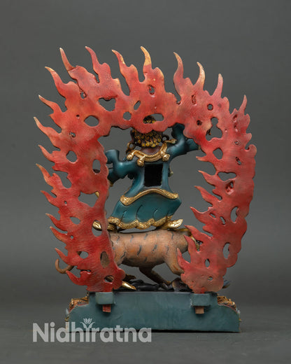 Dorje Drolo lotus base with intricate gilded scrollwork traditional Nepalese ritual art