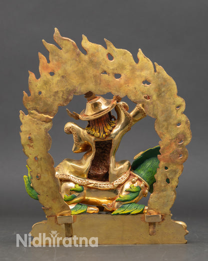 dorje-legpa-statue-back-view-blazing-halo-intricate-adornments-nepalese-sacred-art