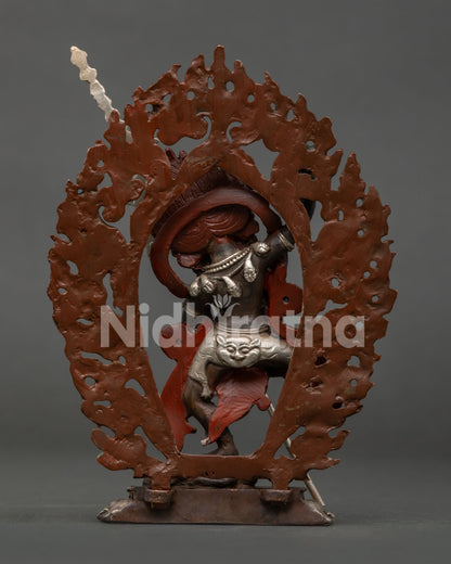 Dorje Phagmo statue with oxidized silver plated copper finish.