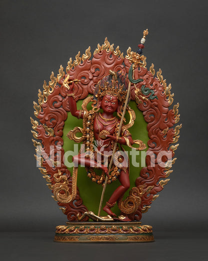 Dorje Phagmo Vajrayogini statue handcrafted in Nepal with acrylic paint and gold gilding