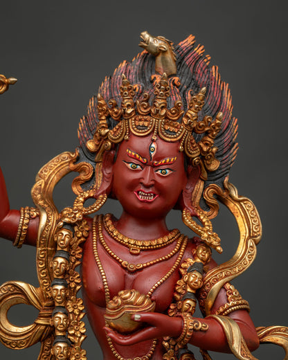 Dorje Phagmo Vajrayogini statue Nepalese copper sculpture with acrylic painted details