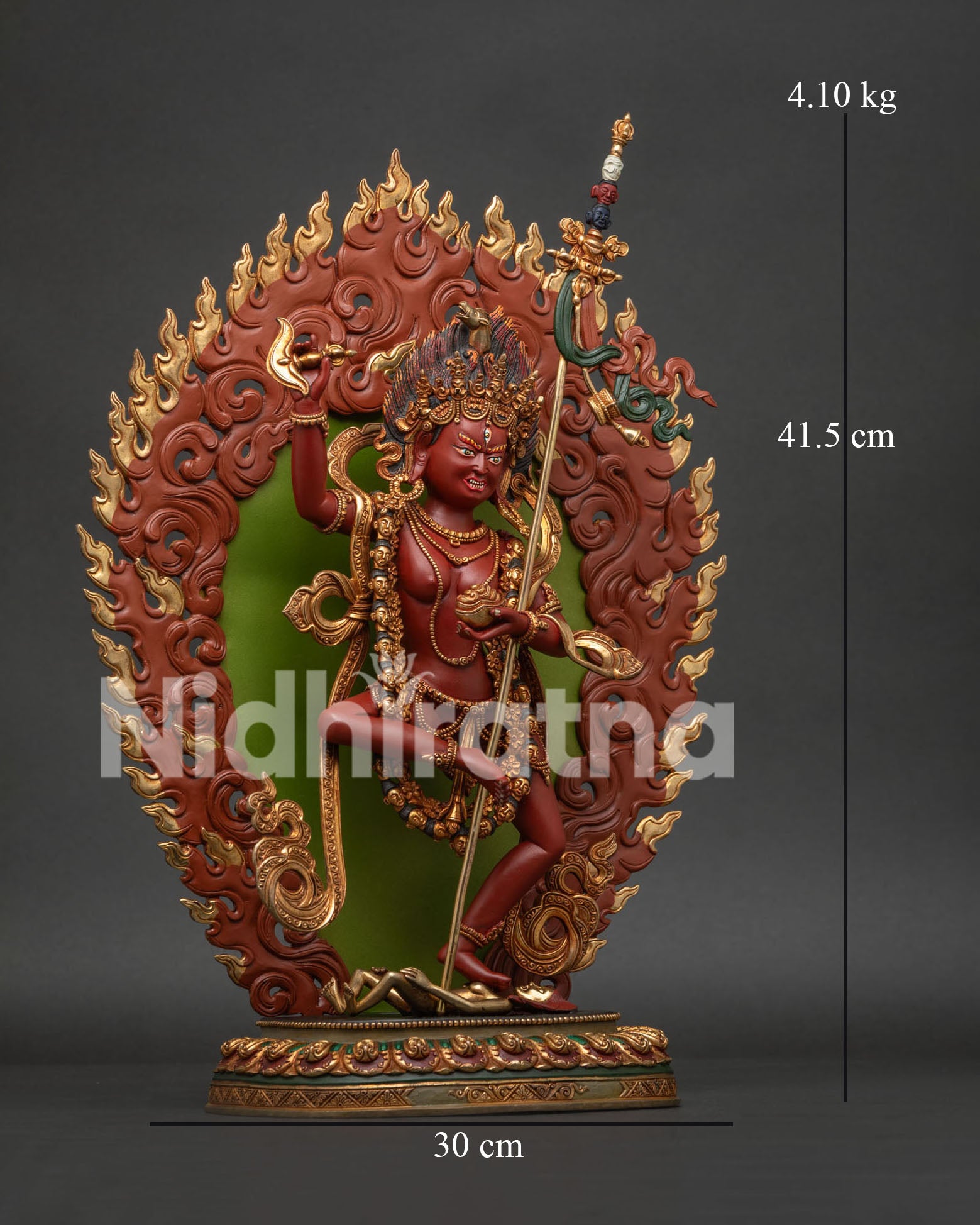 Dorje Phagmo Vajrayogini statue right side view with detailed copper craftsmanship