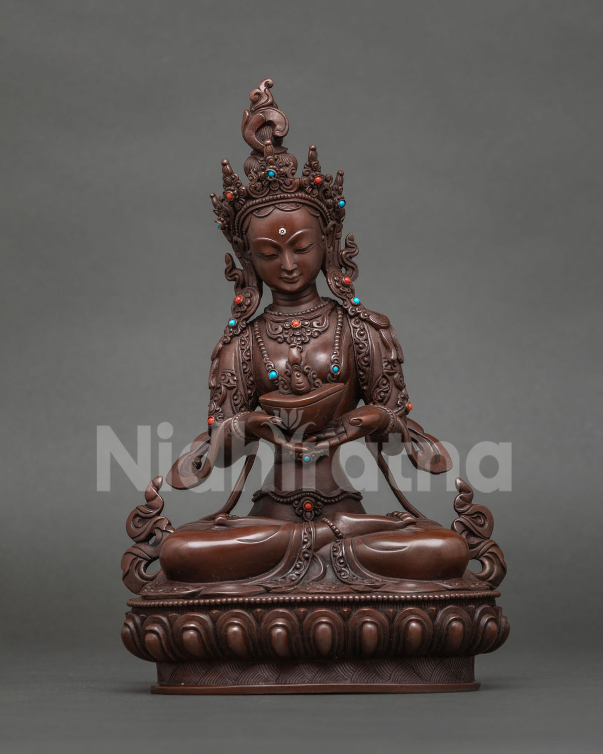 Duhkhadahani Tara statue, remover of suffering, oxidized copper Surya Gupta tradition