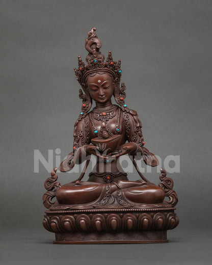Duhkhadahani Tara statue, remover of suffering, oxidized copper Surya Gupta tradition