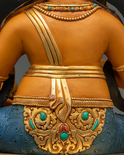 Dzambhala back detail silver-plated lower garment gold robe Newari craftsmanship Nepal