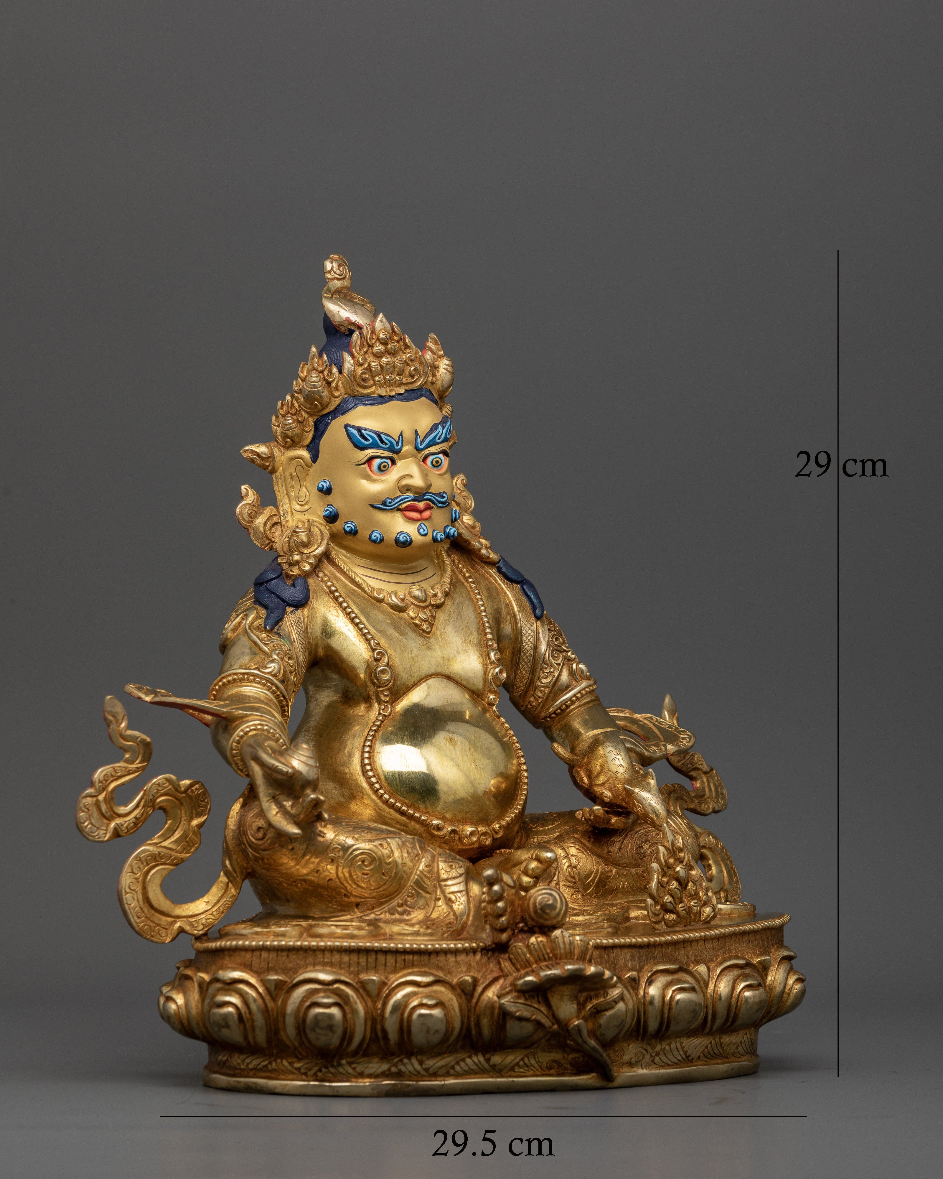 Dzambhala face with ornate jewelry and traditional Nepalese craftsmanship.