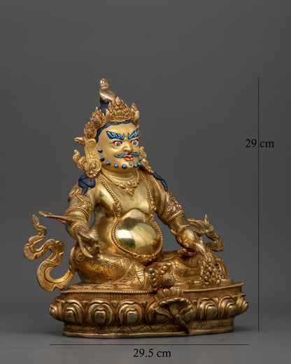 Dzambhala face with ornate jewelry and traditional Nepalese craftsmanship.