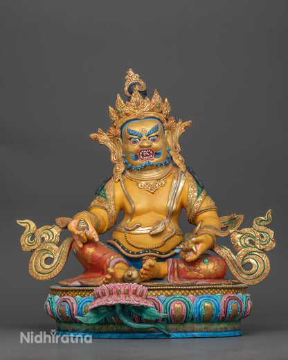 Dzambhala statue 24k gold painted face newari art patan nepal.