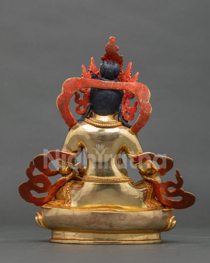 Dzambhala statue back view Newari craftsmanship hand carved details.