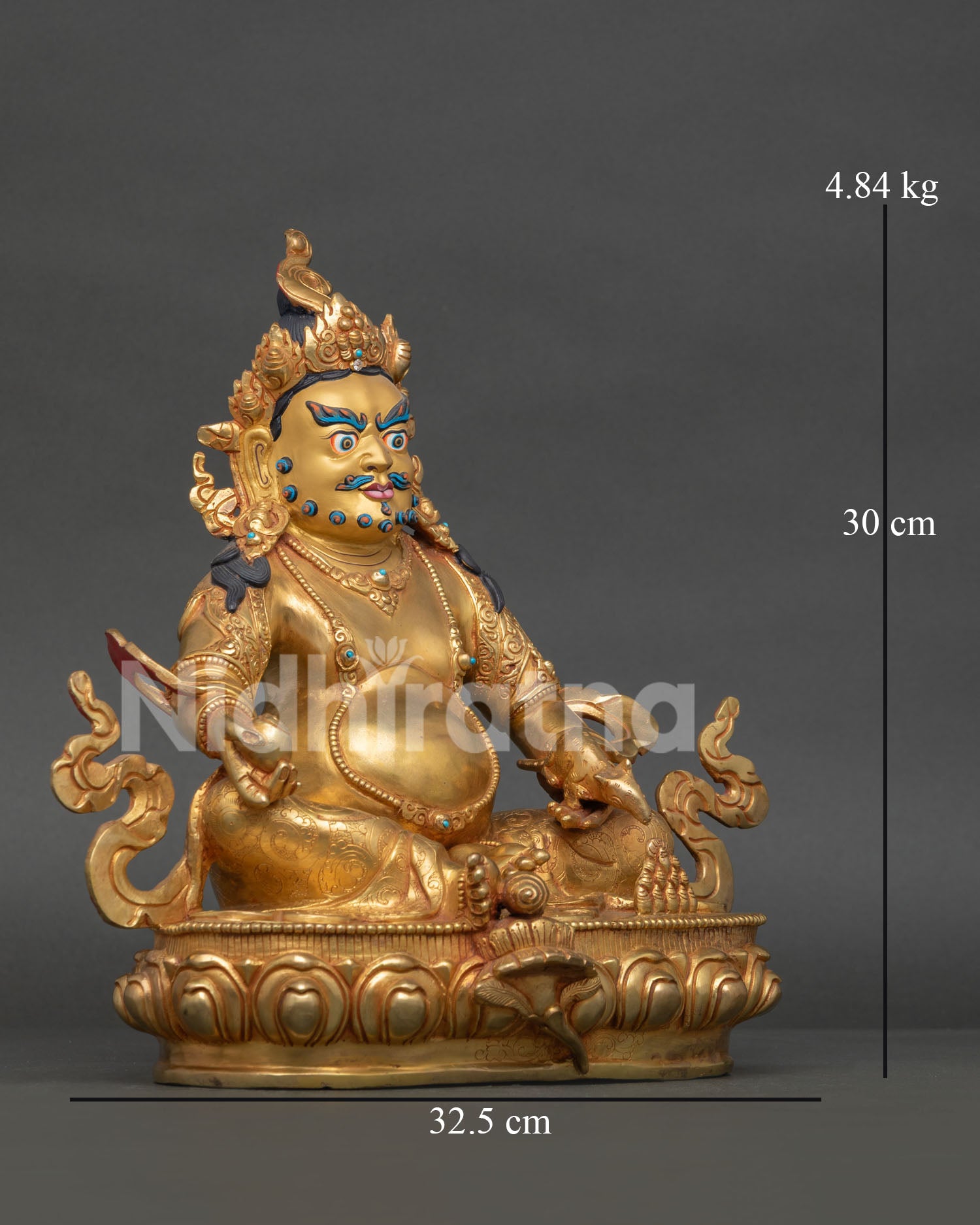 Dzambhala statue, created by Newari artisans, using traditional lost wax casting and copper craftsmanship