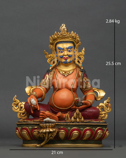 Dzambhala statue gold gilded copper patan nepal.