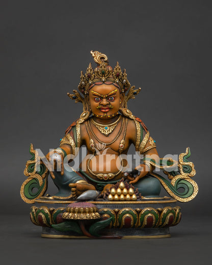 dzambhala statue handcrafted copper wealth deity hand painted acrylic sculpture nepal