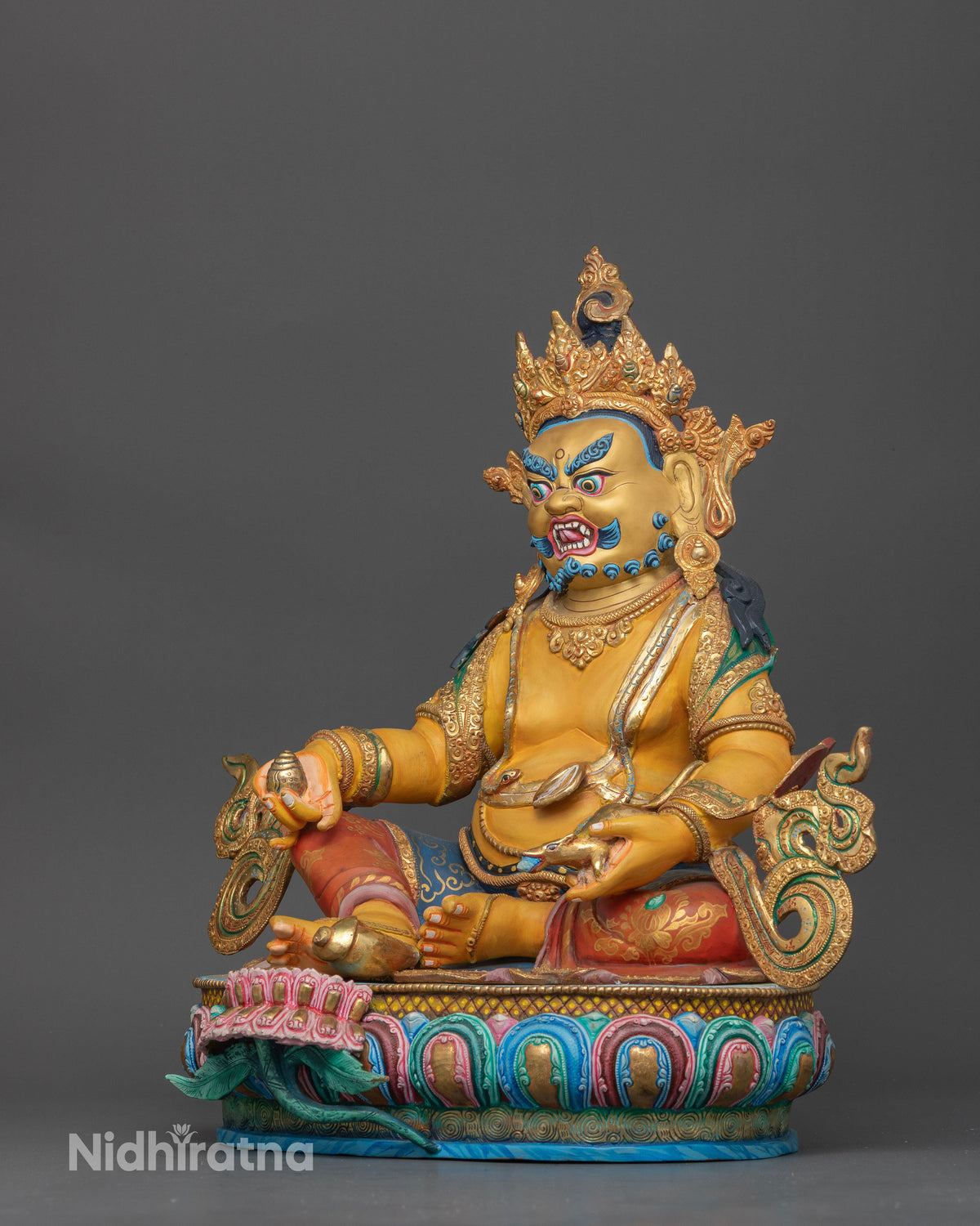 Dzambhala statue jewel spitting mongoose prosperity wealth blessings.