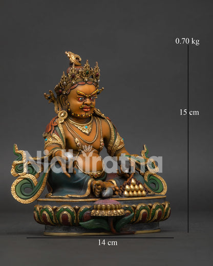 dzambhala statue right side view hand painted copper wealth deity sculpture nepal