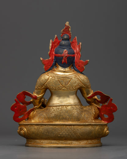 Dzambhala wealth deity statue symbolizing prosperity abundance generosity and spiritual wealth