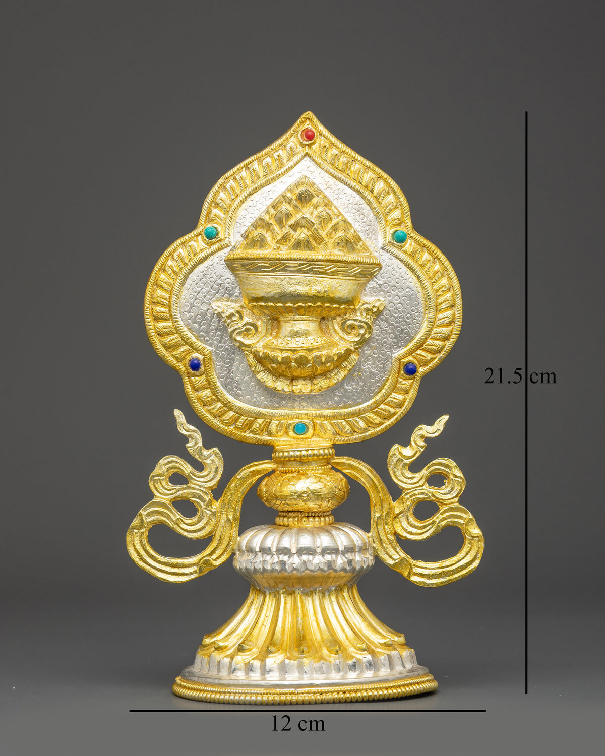 Eight Auspicious Substances ritual set with intricate Newari craftsmanship and stones