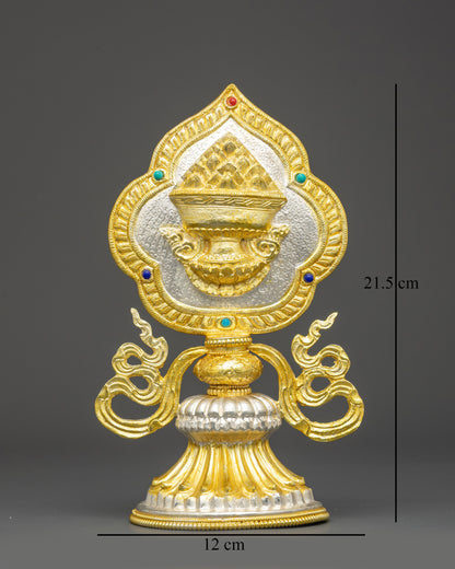 Eight Auspicious Substances ritual set with intricate Newari craftsmanship and stones