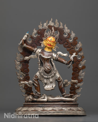 ekajati rahula dorje legpa statue set close-up intricate lost wax details oxidized copper
