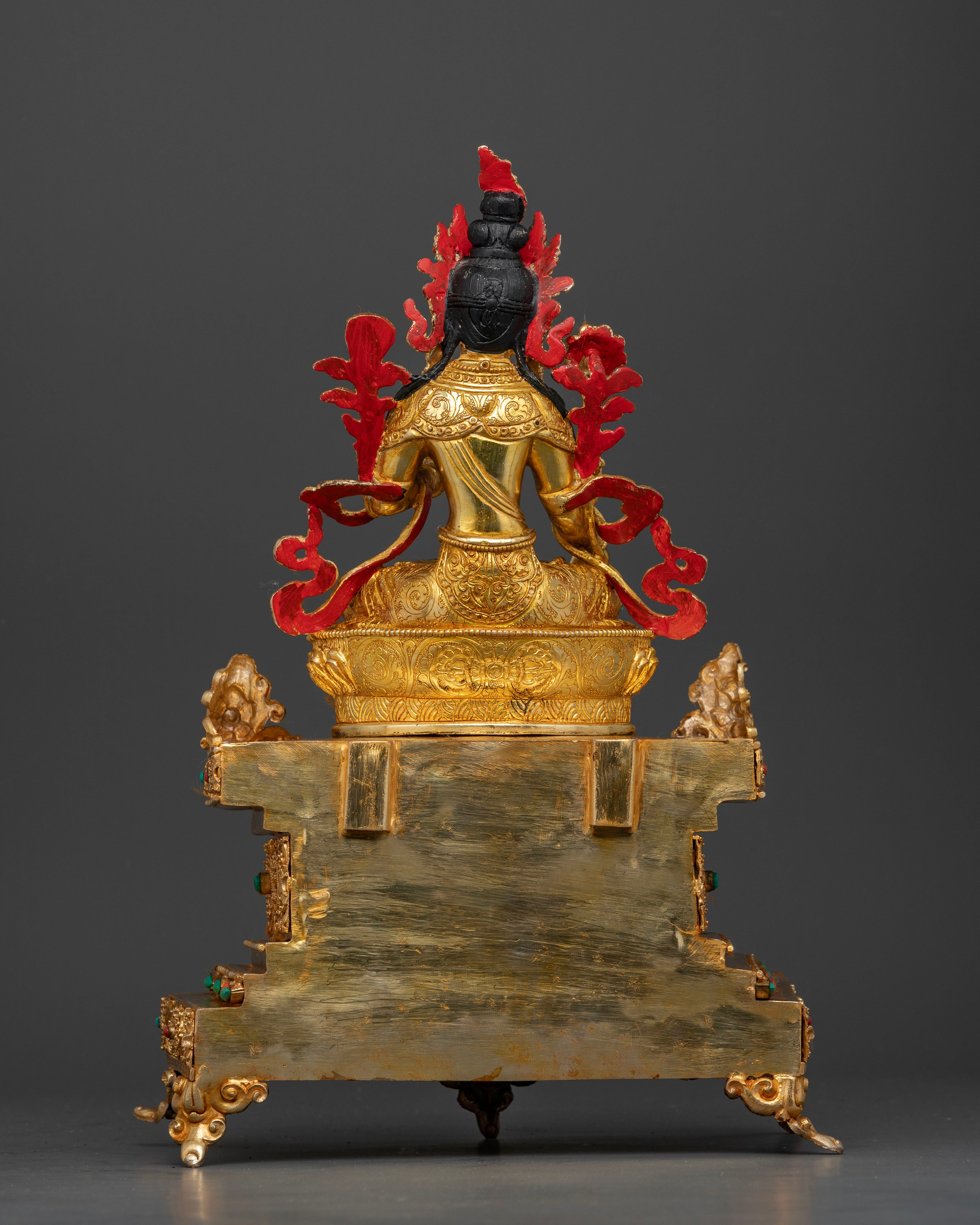 Enthroned White Tara Buddhist statue, showcasing intricate Newari craftsmanship from Patan