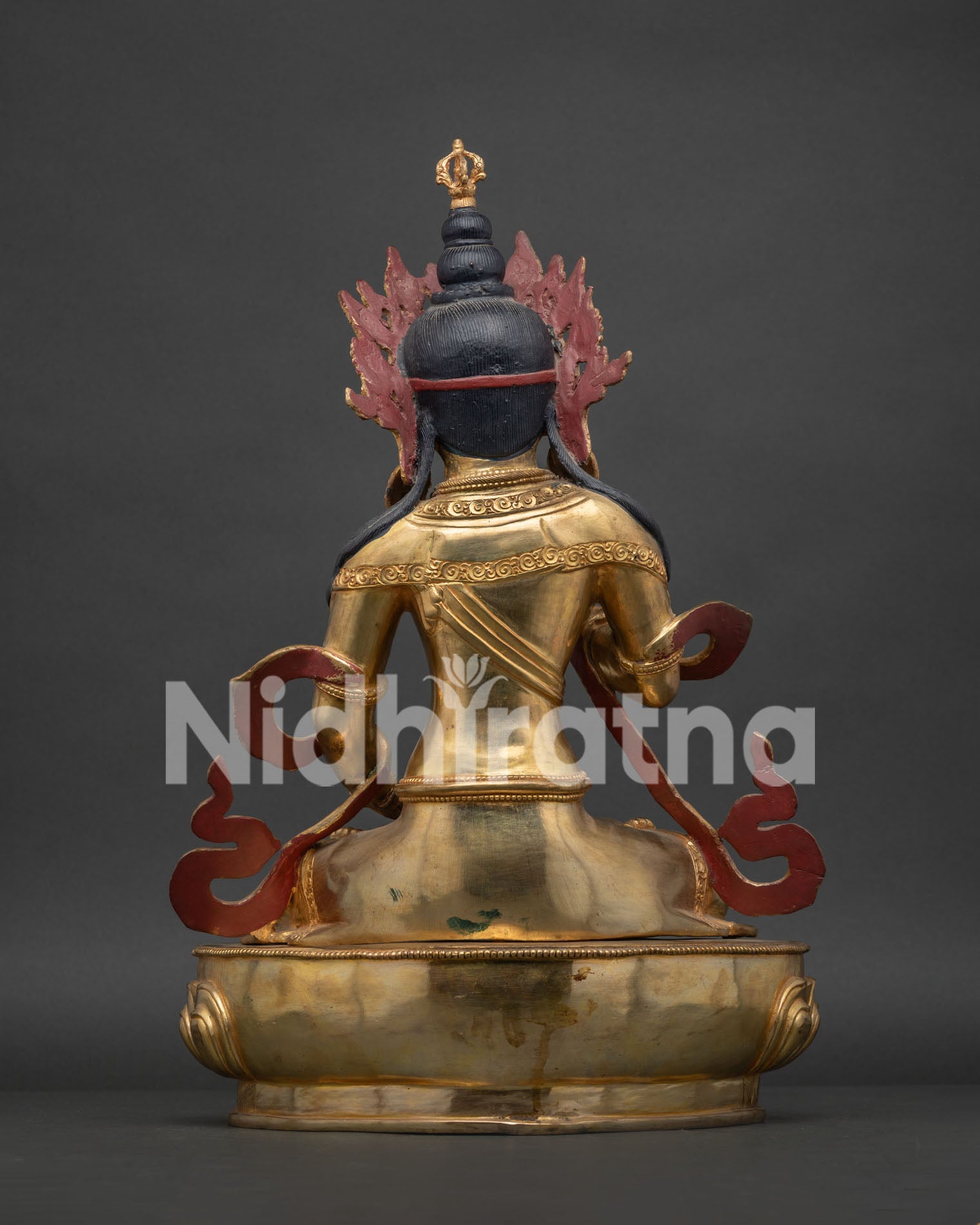 Nepalese Vajrasattva statue showing celestial scarf silk garment and intricate artisan work