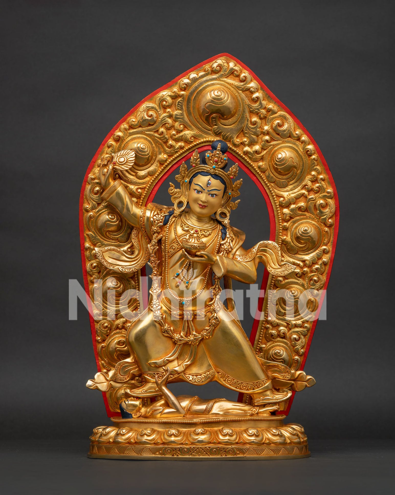 Exclusive Achi Chokyi Drolma Statue – gold-gilded copper Dharma Protector, front view