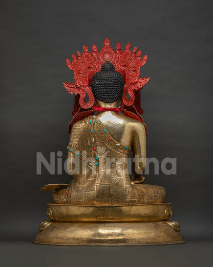 Extra Large Jowo Rinpoche Statue, Handcrafted Copper with Intricate Gold Gilded Details