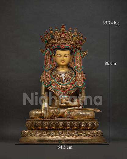 Extra Large Jowo Rinpoche Statue, Museum-Quality 24K Gold Fire-Gilded Buddha