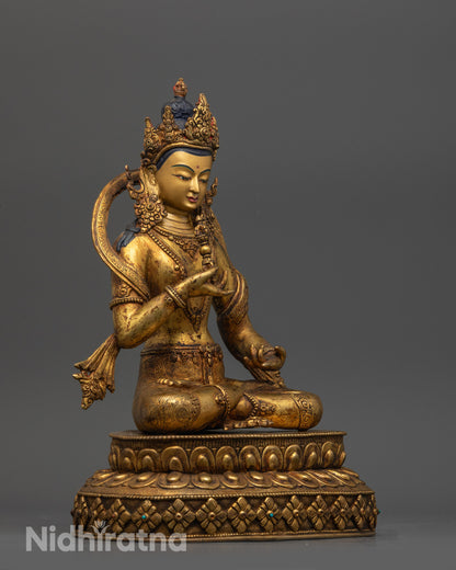 Antique Finish Five Bodhisattva Statue Set | Sacred Buddhist Set