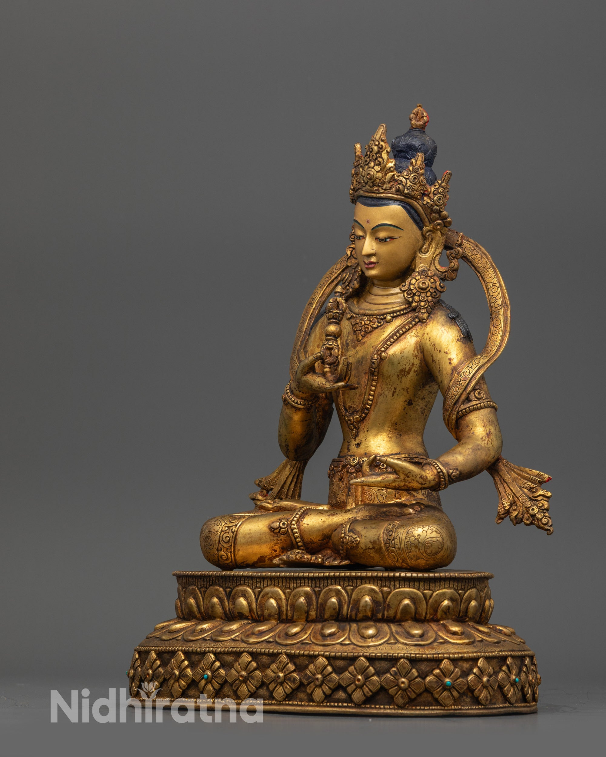 Antique Finish Vajrasattva Statue | Exquisite Tibetan Buddhist Artwork