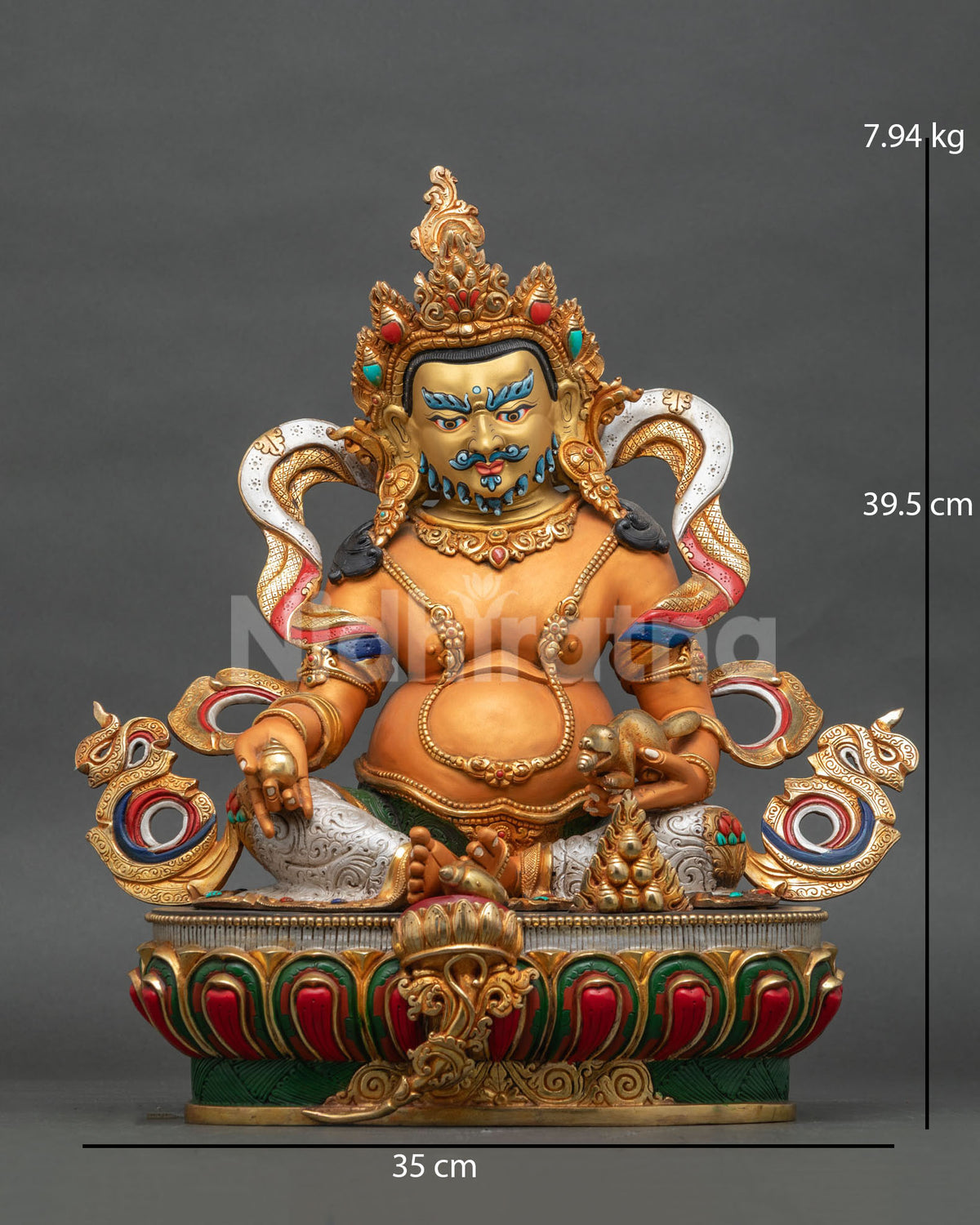 Yellow Dzambhala Figurine | Buddhist Wealth Sculpture of Nepal
