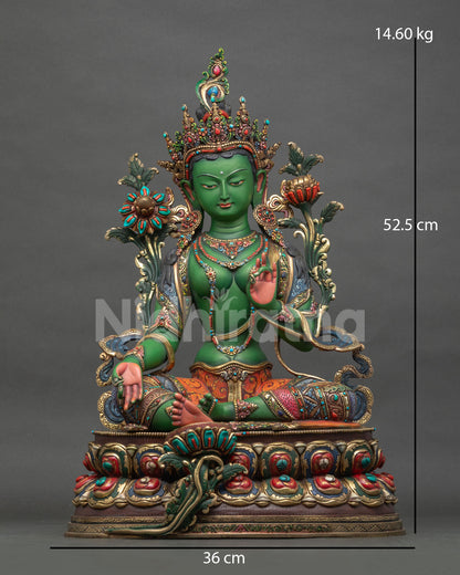 Vibrant Green Tara Sculpture – Handcrafted Nepali Buddhist Art