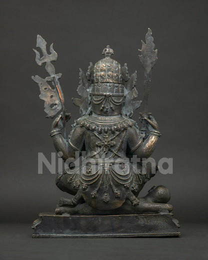 Four-Armed Mahakala Statue Vietnam  back view, bronze Tibetan Buddhist protector deity
