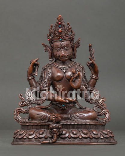 four armed varahi statue handcrafted copper oxidized buddhist goddess from nepal