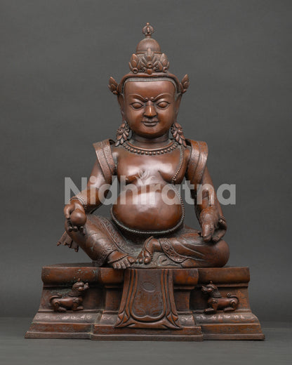 front view dzambhala statue handcrafted copper buddhist wealth deity sculpture nepal