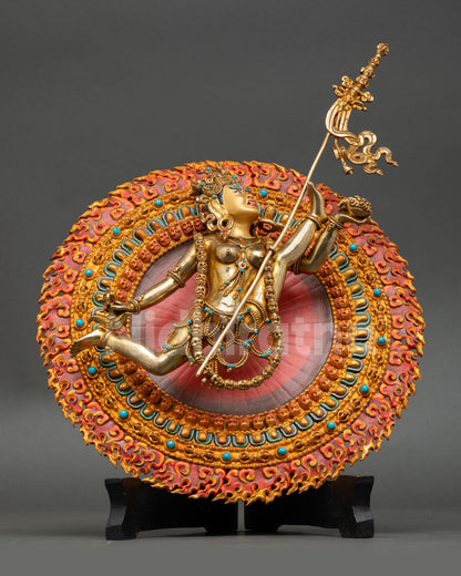 front view flying vajrayogini statue esoteric buddhist sculpture nepal copper gold
