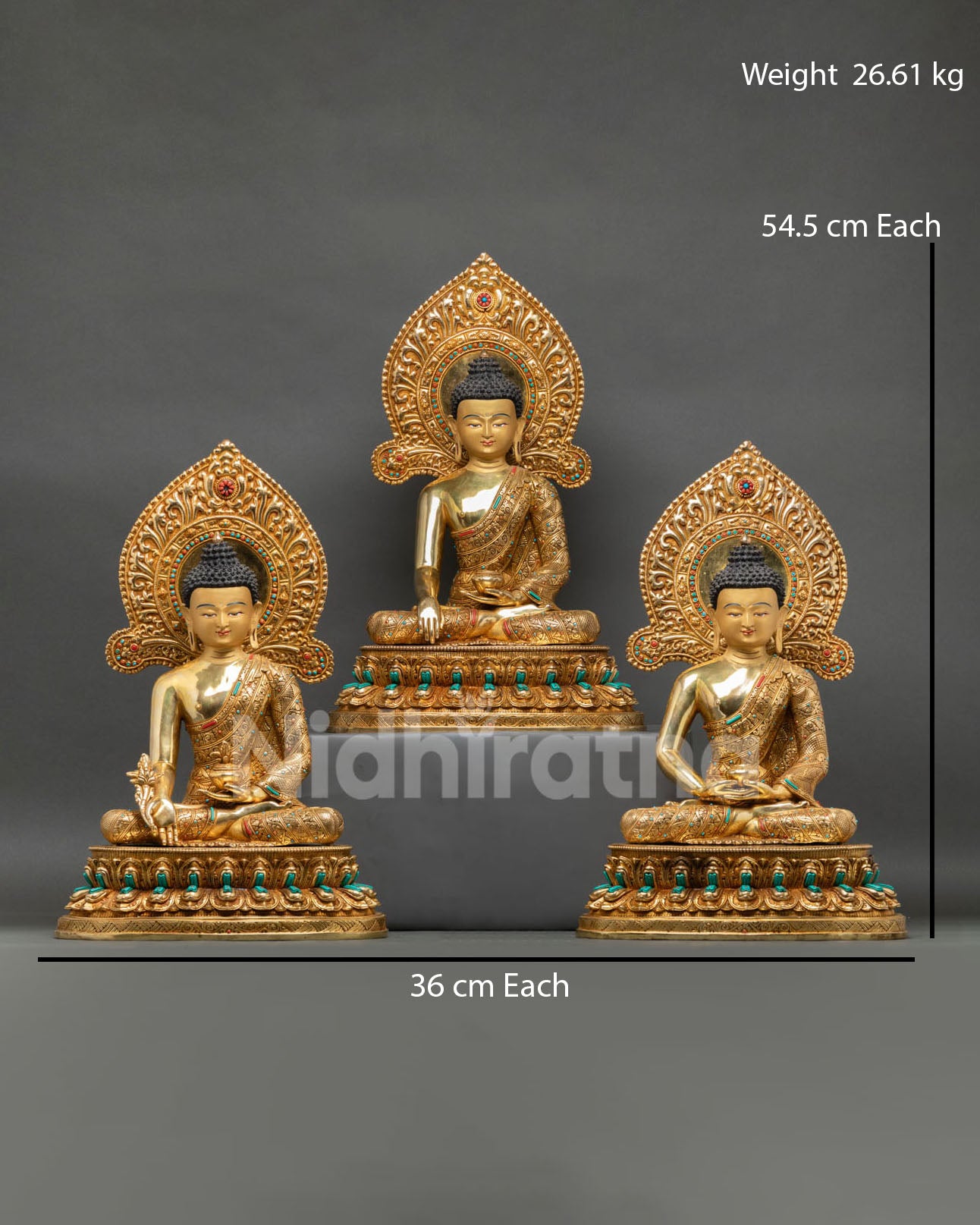 Three Buddha Set Statues: Triad of Enlightenment | Nidhiratna