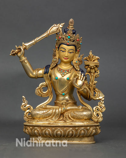Handcrafted Nepali copper and 24K gold Buddha for meditation