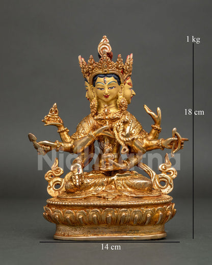Front view of Namgyalma Statue handcrafted by Newari artisans in Patan, Nepal