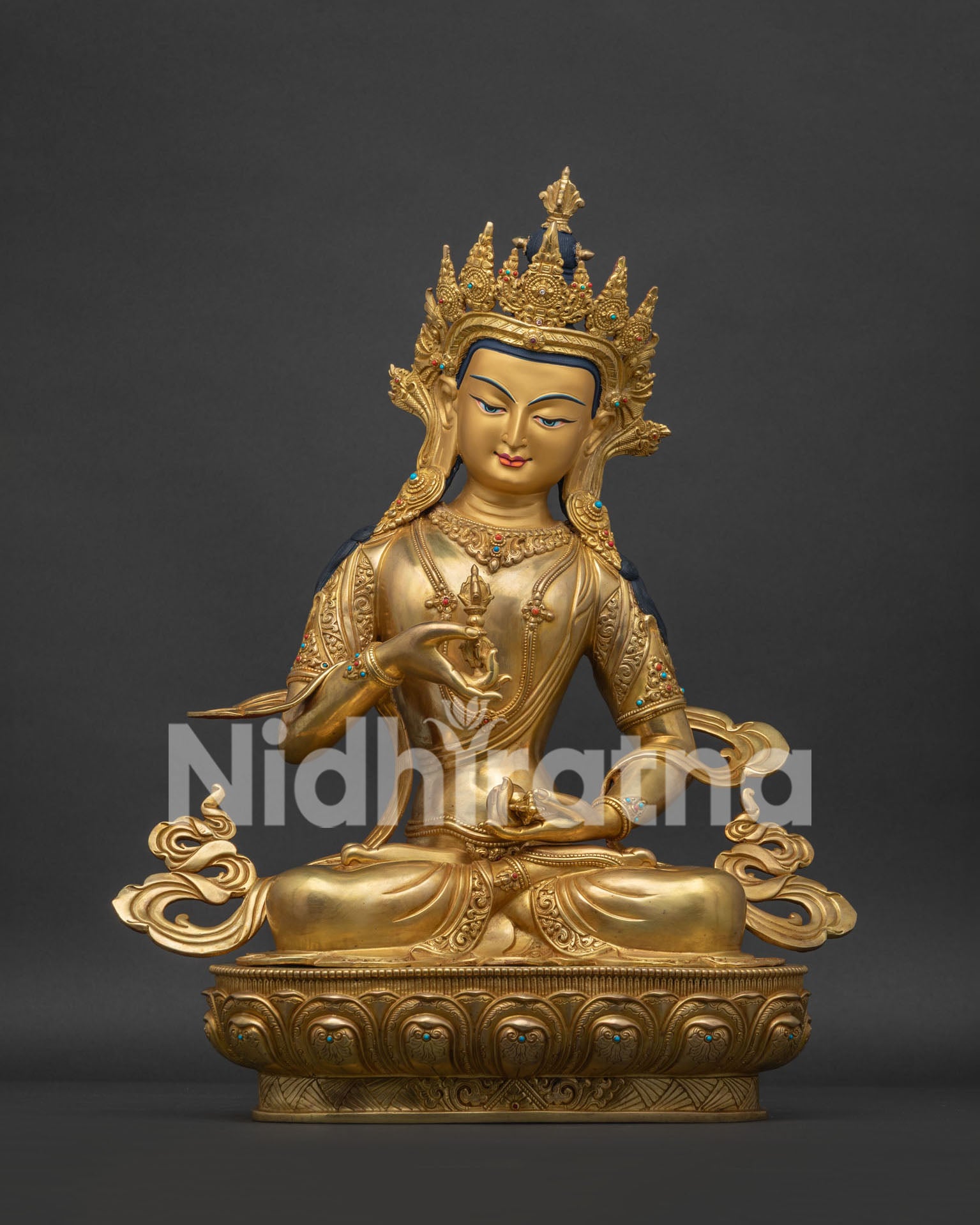 Front view of sacred Vajrasattva Buddha statue (Dorje Sempa) for Tibetan altar