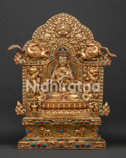 front view of vajradhara statue handcrafted in nepal with gold fire gilding