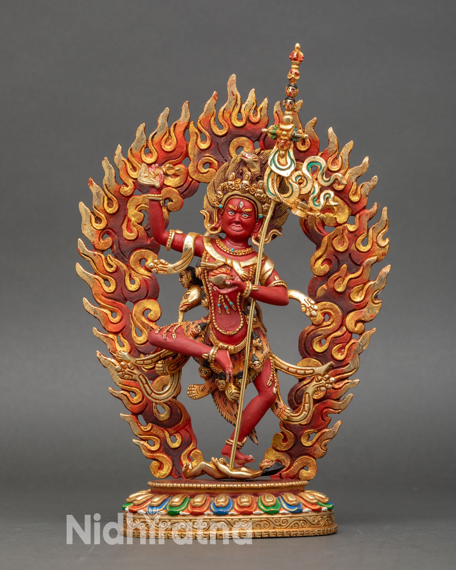 Front view of Troma Nagmo buddhist dakini statue, nepalese art