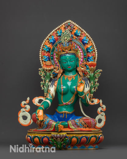 front view 22 inch Mother Green Tara Statue for altar Tibetan Buddhist sculpture