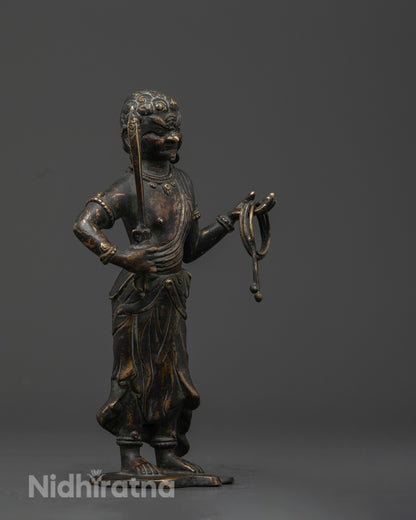 Fudo Myoo Statue right view side showing copper craftsmanship and sacred details