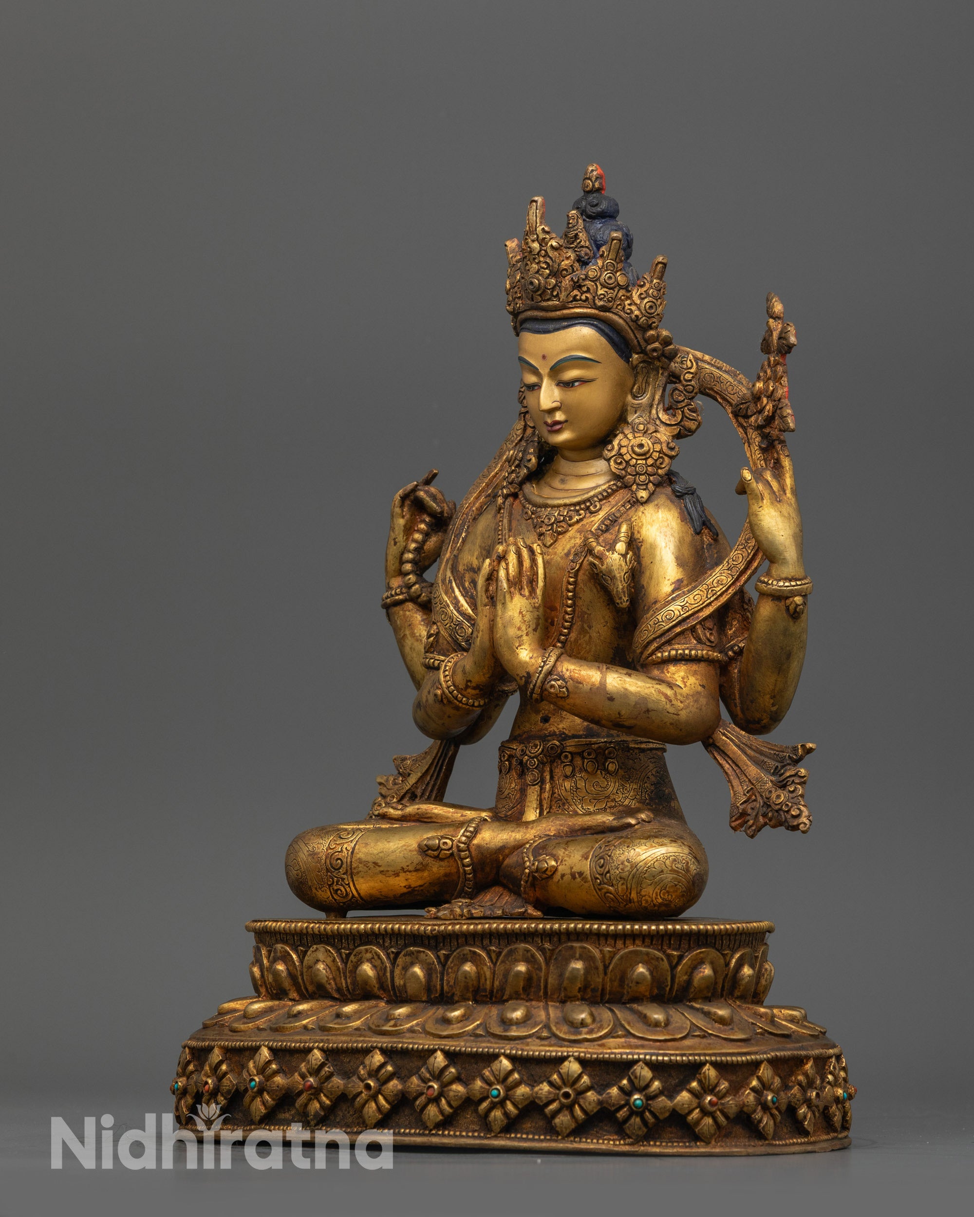 Antique Finish Chenrezig Statue | Newly Crafted with Timeless Finish