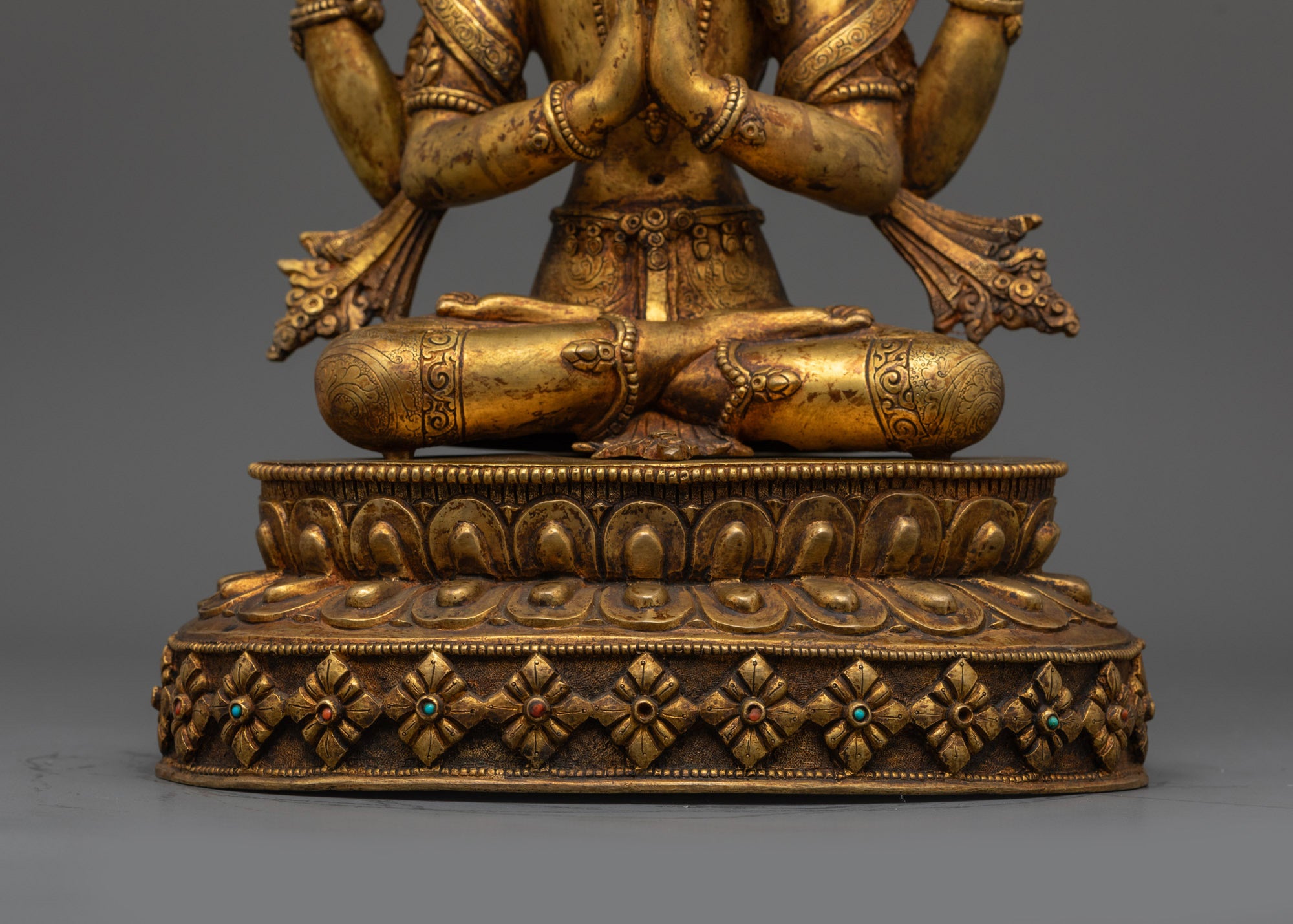 Antique Finish Five Bodhisattva Statue Set | Sacred Buddhist Set