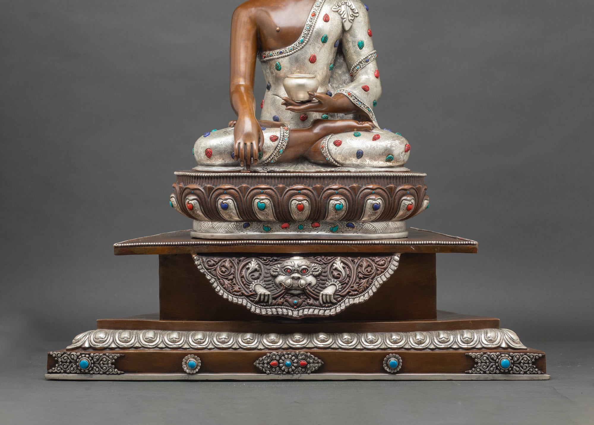 Buddha Shakyamuni Copper Statue Set | Traditional Himalayan Meditation Decor