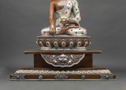 Buddha Shakyamuni Copper Statue Set | Traditional Himalayan Meditation Decor