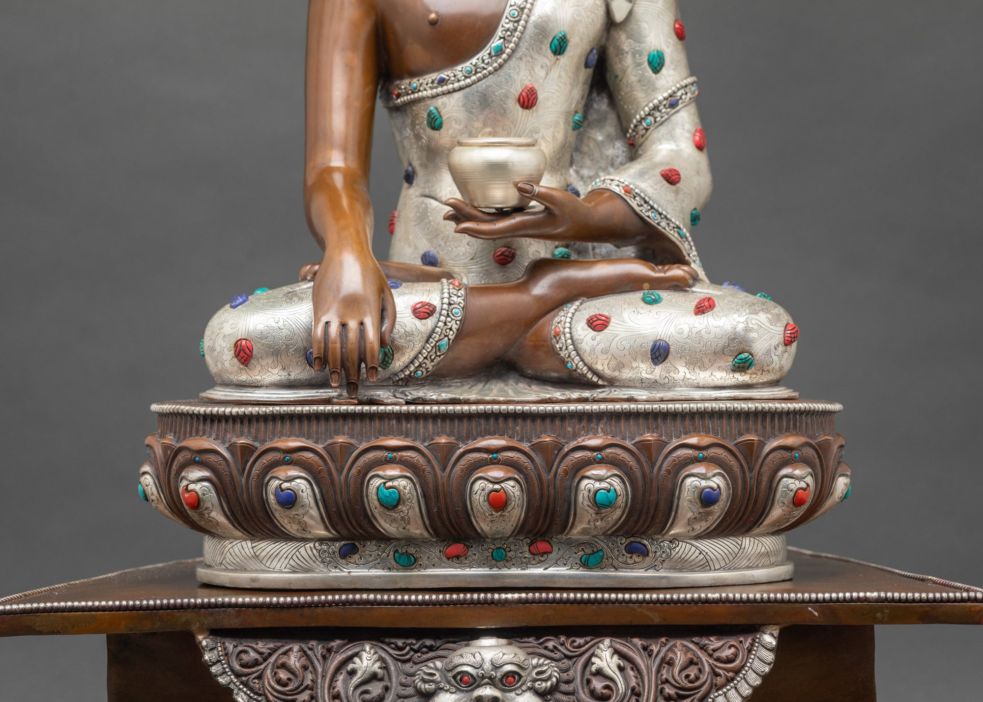 Buddha Shakyamuni Copper Statue Set | Traditional Himalayan Meditation Decor